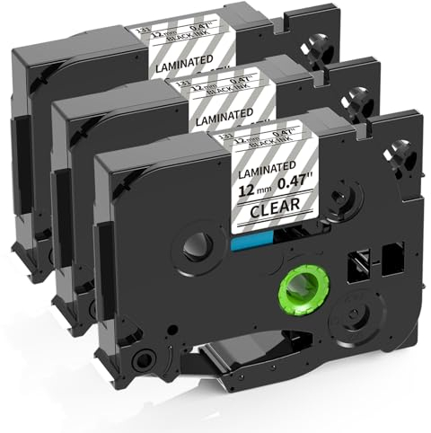 TZe-131 kompatibel mit Brother p-touch Bänder Transparent Schriftbänder Tz Tape 12mm 0.47 Clear Schwarz auf Transparent Etikettenband P Touch Bänder für PT-H107B PT-H110 PT-H100R PT-D210 PT-H200