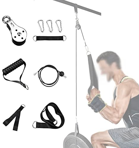 DIY-Fitness-Flaschenzug-Set, Fitness-LAT- und Lift-Flaschenzug-System mit geräuschlosem Flaschenzug für das Ruder-Gewichtstraining zu Hause – Unterarm-Muskelkraft-Übung