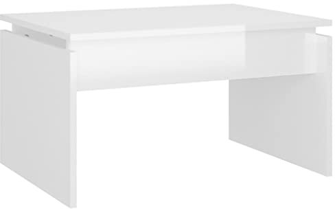 SDWEHO7 Couchtisch, Beistelltisch, Wohnzimmertisch, Sofatisch, Rechteckig Kaffeetisch, Loungetisch, Ziertische, niedriger Tisch, Hochglanz-Weiß 68x50x38 cm