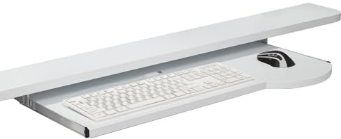 HGDNNDEOP Tastatur-Klemmschienen-Set, Tastaturhalterung, verschiebbare Tastaturablage for den Schreibtisch, Computertastatur-Schublade unter dem Schreibtisch mit Mausplattform, weiß(Parent,Bruin)