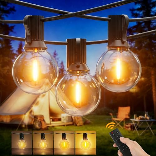 Yuusei Lichterkette Außen Strom, 40MX2 Lichterkette Outdoor Fernbedienung | mit IP45 Wasserdicht, 104+4 G40 Dimmbar LED-Glühbirnen für Garten Pavillon Balkon Camping Party Hochzeit (80M)