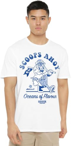 Stranger Things - Scoops Ahoy Retro Unisex T-shirt, Vit, XXXX-Large, Vitt, 4XL