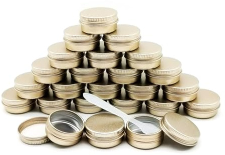 Wopanxye 24 Stück 10ml Aluminium dosen, 10 gramm leere Kosmetikbehälter, 10g kleine Reise Kosmetik Make-up Dose mit Schraubdeckel für Lidschatten, Creme, Proben, Lippenbalsam, Puder, Kerze, Mattgold