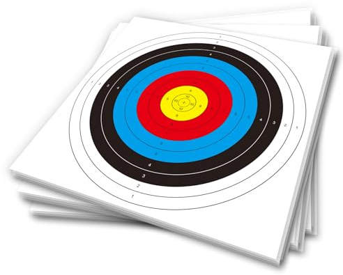 20 stycken Bullseye bågskytte målskivor, bågskytte standard mål papper 10 ringar bågskytte mål ansikte för jakt skytte träning övning (42 x 42 cm)