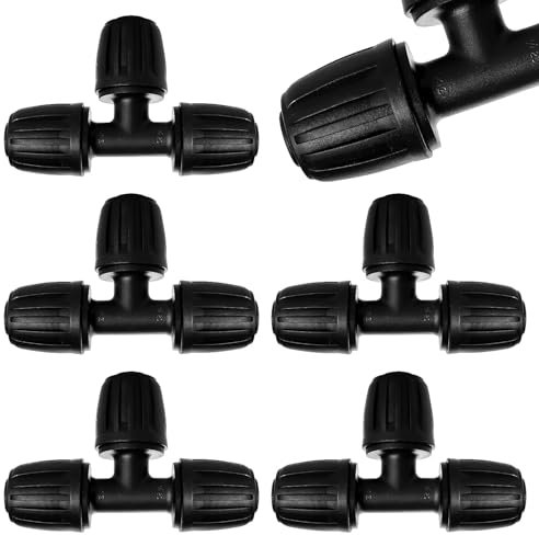 VooGenzek 5 PCS 20mm Drip Irrigation Fittings, Barbed Tee Connector, Lock Barbed Connector, Barbed Locking Fitting, Irrigation Pipe Connectors, for Garden Irrigation Systems