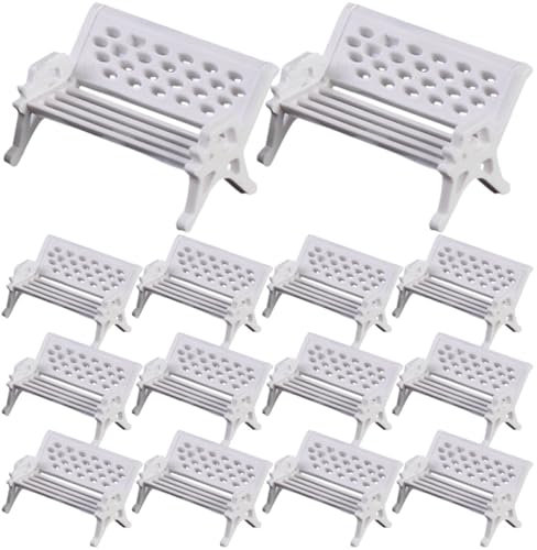 Abaodam 16St Parkstuhl Dekoration Mini-Sofa Parkbank im Maßstab 1:12 Bänke Mikrolandschaft Dekoration DIY Miniaturhaus Zubehör sandtisch gartenbank kleine gartenbank Abs Weiß