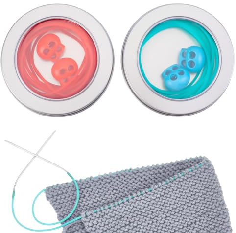 NBEADS 6m di Cordoncino per Mantenere I Punti, Tubo di Gomma Cavo Da 2mm per Maglieria Cordoncino Da Barbiere Ferma Maglie con 4 pezzi di Ferma Maglie e Scatola per Bracciale, Perline, 2 colori