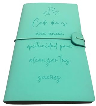 Cuaderno Recargable con Frase Motivacional, Diario Personal, Journal para Journaling, Libreta de Notas y Viaje, Cuero Sintético con Bolsillo, Tarjetero, Punto de Libro y 2 Cuadernos Intercambiables