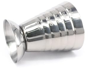 MUCKLILY Edelstahl Messbecher Jigger Riegel 75ml 1 Stück Silber | 0, 5 bis 2, 5 Oz Skala Innen und Außen, Konische Form mit Gleichmäßiger Einteilung, Mehrzweck für Mixen