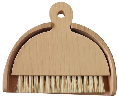 Compact Dustpan and Mini Broom Set, Handheld Wooden Brush Kit, Ideal for Small Spaces, Beech Wood