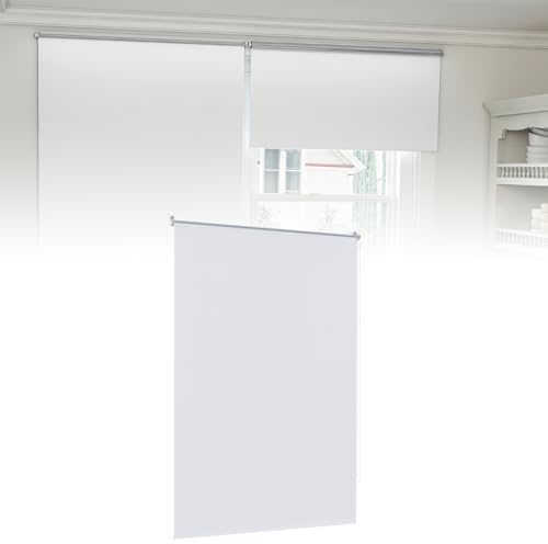 Froadp Tenda avvolgibile oscurante senza fori e con fori, Klemmfix, colore bianco, 80 x 210 cm, per finestre interne