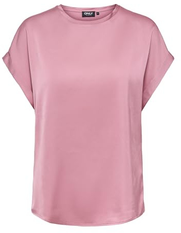 ONLY Onllieke S/S Satin Mix Wvn Noos Top De Manga Corta Cuello O para El Estilo Femenino, Lilas, L Mujeres