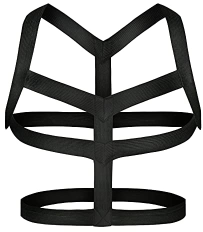 YUFEIDA Mens Body Chest Harness Belt Elastic Halter Nylon Stretchy Shoulder Strap Clubwear Costumes Belts