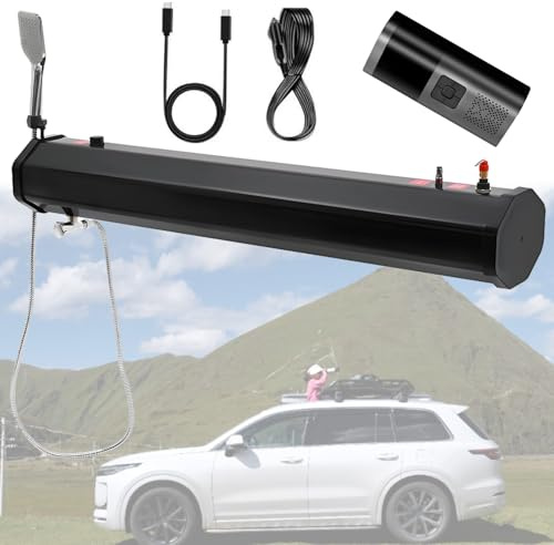 Doccia da Campeggio Serbatoio d'Acqua pressurizzato Portatile da 30 Litri, Solare da Strada, con Tubo Flessibile per Veicoli Fuoristrada, Camion, SUV, Pompa dell'Aria elettrica