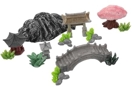 DECORNIJIA Miniature Landscape Ornaments Zen Garden Decoration Chinese Style Rockery Ornament Fairy Garden Bridge Terrarium Decor for Outdoor and Indoor Display