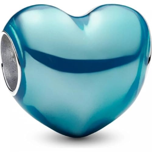 Heart Sterling Silver Charm with Transparent Light Blue Enamel