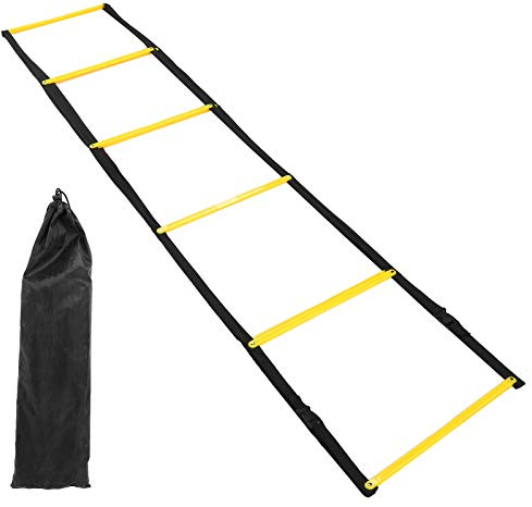 Scala di movimento per l'allenamento di calcio | Scala di velocità 10 Rung con barre di maniglia e borsa di immagazzinaggio | Attrezzatura da gioco di gambe per esercizi di