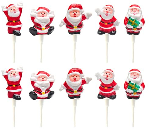 MLPKOI 10 Stück Weihnacht Cake Toppers, Weihnachtsmann-Kuchendekoration Weihnachtsbaum Tortenaufsätze für Weihnachtskuchen Dekorationen Weihnachtsfeier Feiertags Zubehör