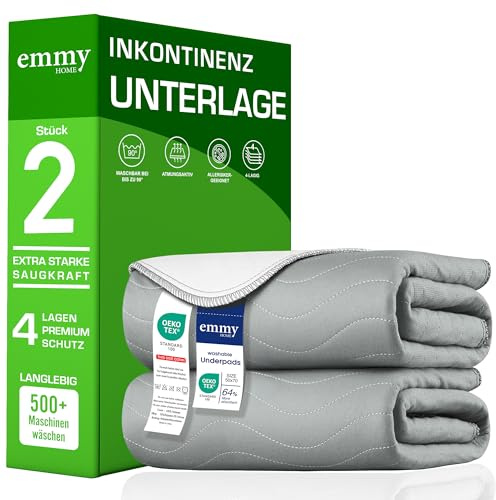 Emmy Home Alèse d'incontinence 90 x 160 cm - Protège-matelas lavable - Lot de 2 - Protège lit imperméable - Protection contre l'incontinence