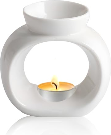 Udbrud Lámpara aromática con vela de té, lámpara de aceite aromático para aceites esenciales, lámpara aromática de cerámica, lámpara de aceite aromático, lámpara de aceite aromático y cera aromática