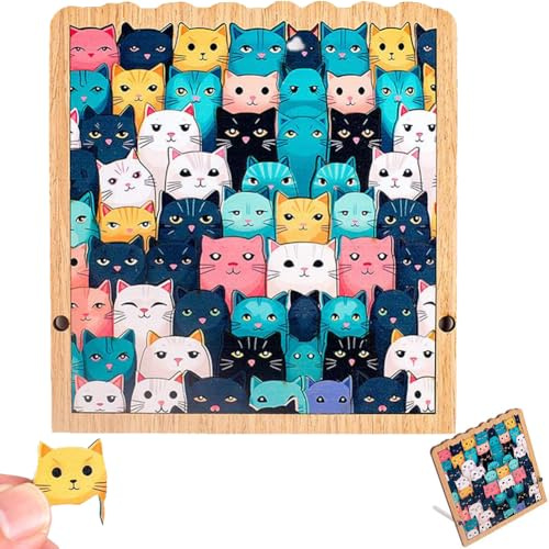 Rompecabezas de madera con forma de gato, rompecabezas de madera único con forma de animal, rompecabezas de madera lindo con gato, rompecabezas irregulares sofisticados con marco, regalos creativos