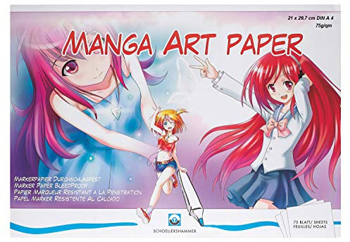 Schoellershammer Honsell 23100 - Manga Art Paper Block, Markerpapier, DIN A4, 75 g/m², 75 Blatt, hellweiß, durchschlagfest, säurefrei und alterungsbeständig