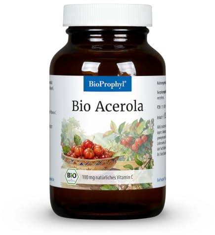 BioProphyl® BIO Acerola C pur - 100 mg rein natürliches Vitamin C aus der Acerola Kirsche - aus kontrolliert biologischem Anbau - 120 vegetarische Kapseln in Rohkostqualität