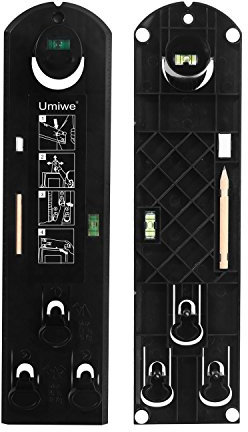 Umiwe Picture Hanging Tool Kit, Ruler Hanger Leveler Tools for Measuring Suspension and Horizontal Wall with Pencil and Eraser, Posters/Photo/Clock/Mirror/Pictures Frame Hanger Helper - Black