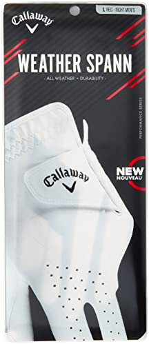 Callaway Golf Weather Spann Handschuh (auf der rechten Hand getragen, Standard 2019, Größe S, Weiß, 2er-Pack)