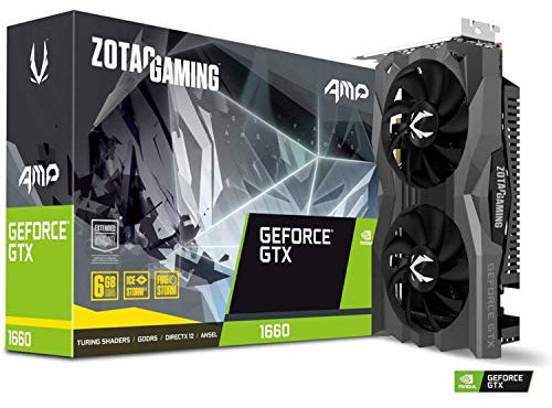 Zotac Gaming GeForce GTX 1660 Carte Graphique AMP (NVIDIA GTX 1660, 6 Go GDDDR5, 192 Bits, Horloge Boost 1845 MHz, 8 Gbps)