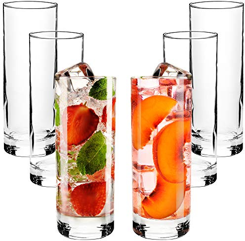 CRYSTALIA Vasos Highball Juego de 6 360ml 100% SIN PLOMO Vasos Altos de Vidrio Vasos de Agua Copa de Coctel, Vasos de Cóctel, Vasos Zumo Tall Glasses, Vasos Para Mojitos, Refresco Vasos Largos Cristal