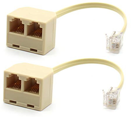Cavo splitter da RJ11 maschio a doppia femmina 6P4C, adattatore telefonico, cavo maschio a 2 femmina, cavo separatore per rete fissa (confezione da 2)