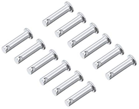 sourcing map 12 Stück Steckbolzen Einloch Flachkopf Gabelkopf Gabelbolzen,5mm X 20mm Splintstift Verzinkung Massiver Stahl Lochbolzen