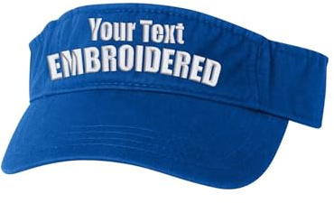 Personalized Embroidered Visor Hat Add Your Own Text Custom Adjustable Visor Cap Royal