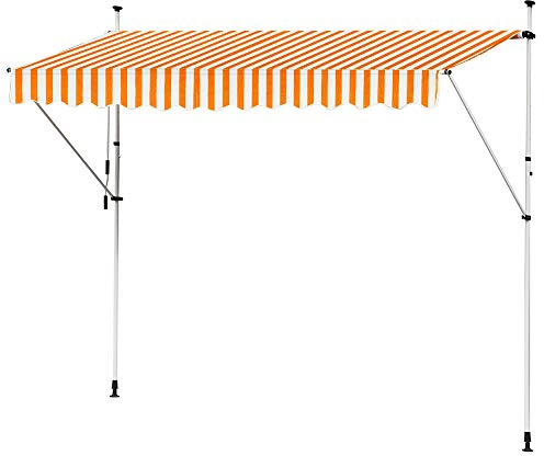 Markise Klemmmarkise Balkonmarkise Einziehbar Gelenkmarkise Sonnenschutz Manuell Kurbel Orange Weiß 350 cm Kingpower