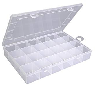 hünersdorff PP-Eco caja de almacenaje de joyerías caja transparente organizador | caja clasificadora robusta para tornillos y otras piezas pequeñas | 23,3 x 33,9 x 5,8 cm, transparente