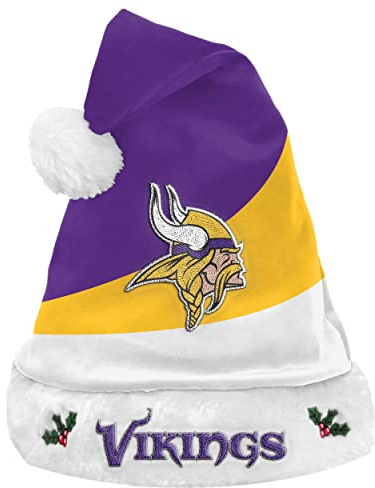 FOCO Minnesota Vikings NFL 2021 Colorblock Santa Hat - One-Size