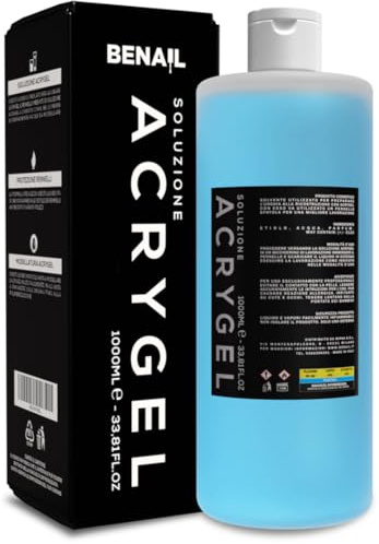 Benail | Soluzione Acrygel per unghie, HEMA Free, TPO Free, Polygel, Gel Unghie Ricostruzione, Acrygel Solution, Soluzione per lavorazione Acrygel, Gel Unghie, Acrygel. Made in Italy (1000ML)