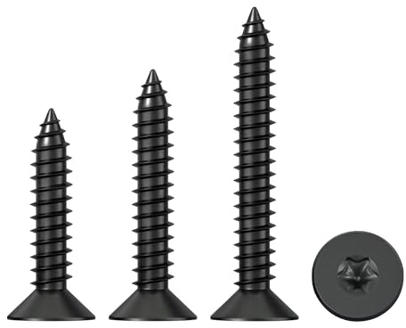 Qrity 50 Stück M4x16mm Selbstschneidende Schraube, Torx Flachkopfschrauben Edelstahl, Rundkopf Vollgewinde, Schwarz
