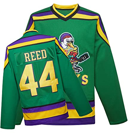 TRIVINKIN Mighty Ducks - Camiseta de Hockey sobre Hielo, Color Verde S-XXL Fulton Reed #44 con Talla de Adulto, Ropa de Hip Hop de los años 90 para Fiesta (XL)