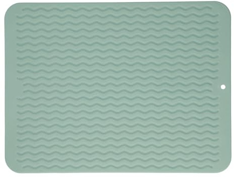Abtropfmatte, Küchentheke Abtropfmatte, Quadratisch, Löffelhalter, Abtropfmatte, Küchentheke, Große, Umweltfreundliche Silikon-Trockenmatte, Leicht zu Reinigen, Hitzebeständige(Grün)