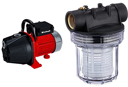 Einhell Pompe d’arrosage de surface GC-GP6036 (600 W, Débit max. 3.600 l/h, Hauteur de refoulement 40 m, Poignée de transport) & Accessoire Filtre Anti-Sable 12 cm avec cartouche