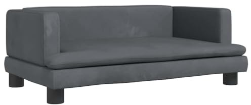 vidaXL Kindersofa, Couch für Kinder, Kindercouch mit runden Kanten, Kindersessel Minisofa Polstersofa Kindermöbel Sofa Kinderzimmer, Dunkelgrau Samt