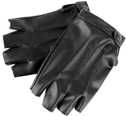 COMNICO Fingerlose Fahrhandschuhe, PU-Kunstleder-Handschuhe Halbfinger-Handschuhe Outdoor-Sport-Handschuhe Cosplay-Fahrhandschuhe für Männer, Frauen, Teenager