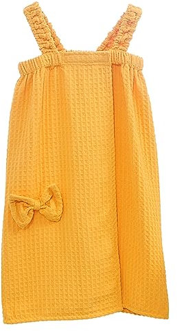 GHYUBYER Schneltrocknende Badeticher，Damen Spa Body Wrap Mit Schulter,Verschlussabsorbierende Weiche Leichte Waffel Bademantel Badetuch (Color : Yellow, Size : 75x136cm/29.5x53.5in)