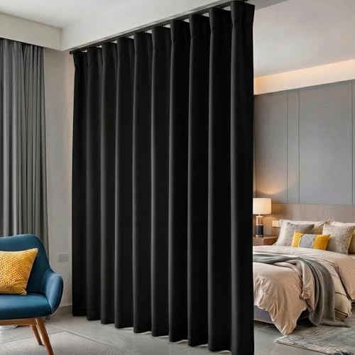 hoeflife Cortinas divisoras de habitación, Cortinas Opacas para Techo con Gancho, Cortinas de Suelo a Prueba de Sonido, Montaje en Techo, rieles divisores de Pared para separación de