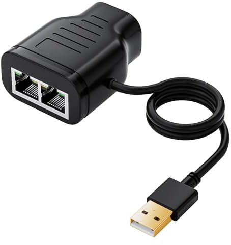 Duttek RJ45 Ethernet Splitter Adapter 100Mbps - LAN Ethernet 1 zu 2 Splitter für Cat5/6/7 Kabel - Teilen Sie das Internet gleichzeitig auf Zwei Geräte