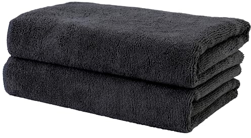 Polyte - Toalla de Microfibra antipelusa para el Cabello - Secado rápido - Profesional - 50 x 101 cm - Pack de 2 (Negra)