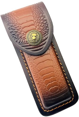 ANFUXT Leather Knife Sheath, Handmade Leather Knife Case, Folding Knife Holster, Leather Knife Sheath, Folding Knife Bag for Pocket Knives, brown, retro