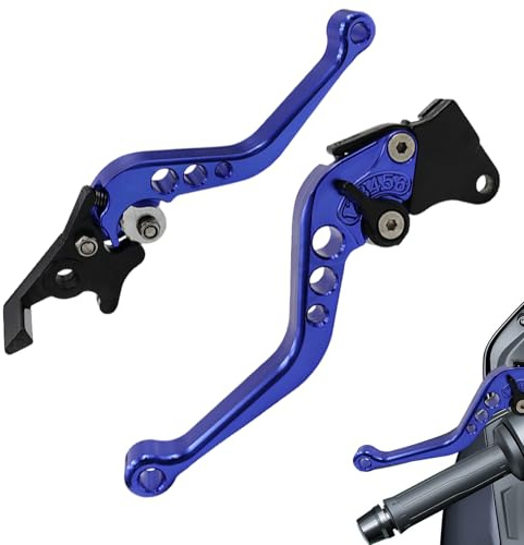 Lainiaoly 2 Pezzi Leva Frizione e Freno Moto DaCross - CNC in Alluminio Regolabile per Cambio Chiaro, Blu